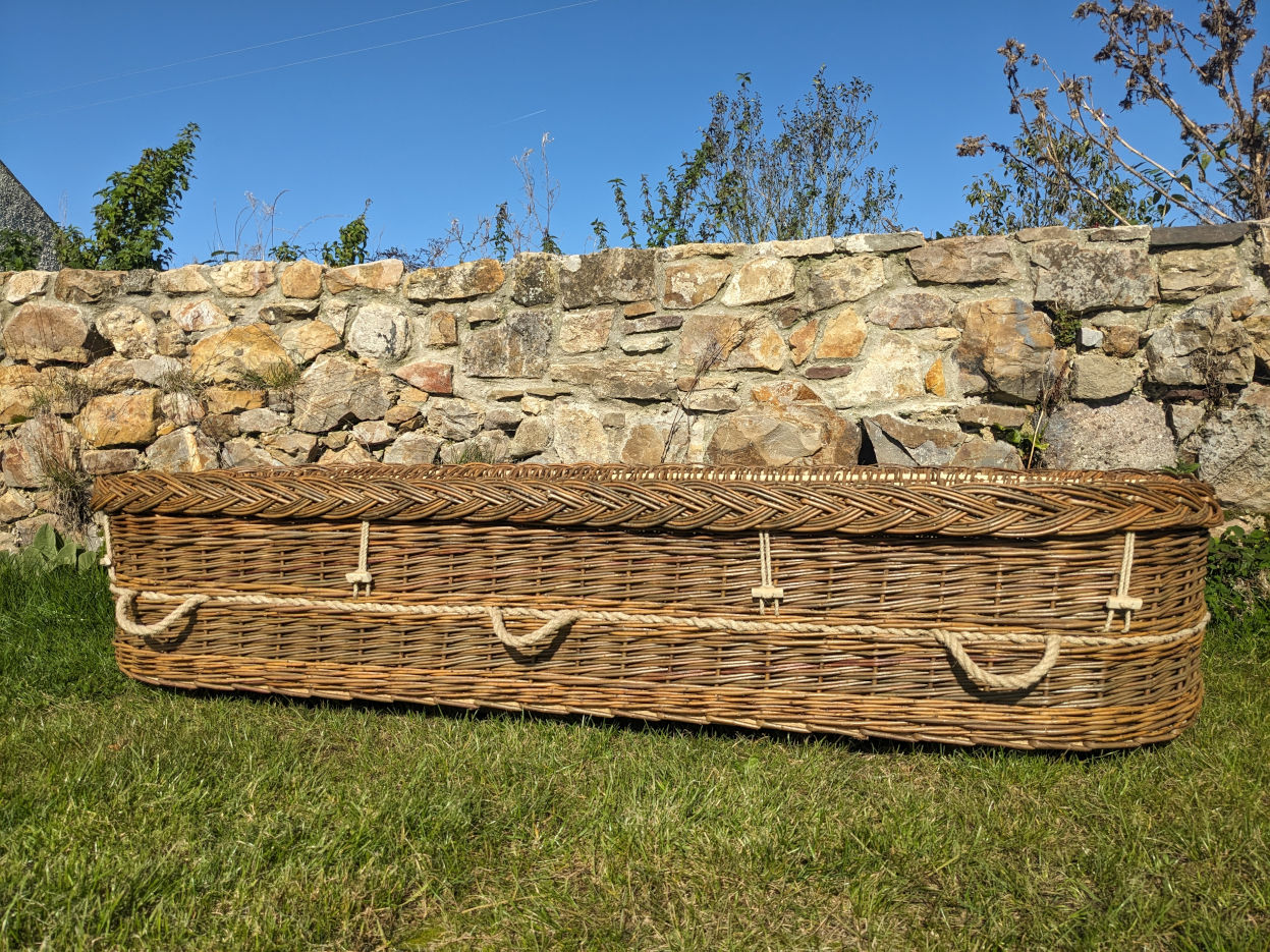 Brown willow coffin handmade in Pembrokeshire